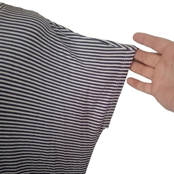 Anthropologie Floreat Navy White Stripe Oversize Tunic Top Pleat Back Size Small - Picture 3 of 7